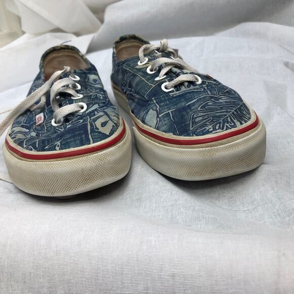 Vans Sneakers Low Top Lace Up Blue Hawaiian Surf Shop Leaf Print 7.5 - Picture 12 of 13